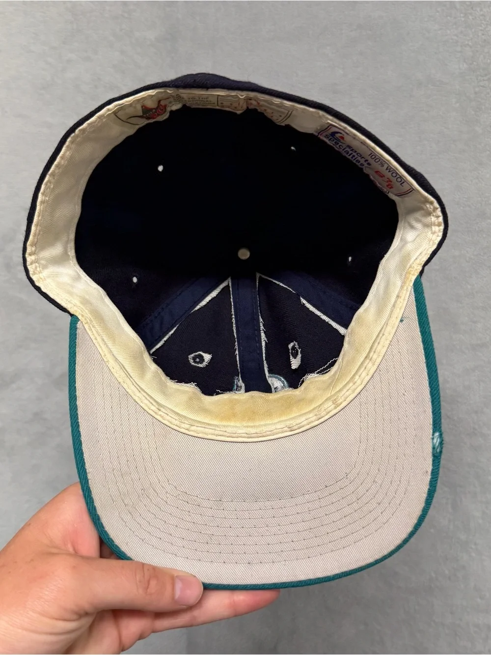 VTG 90s Seattle Mariners Sports Specialties Plain Logo Hat Wool Blend 6 7/8